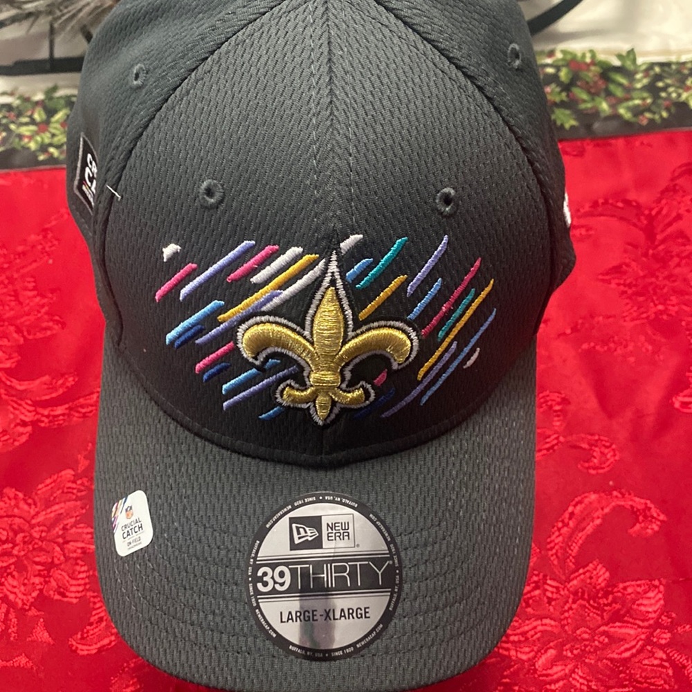 🏈New Orleans Saints New Era 39Thirty Crucial Catch Flex-Fit Hat Size Large-XL